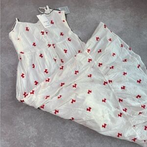 Nordstrom White Dress with Red Pattern